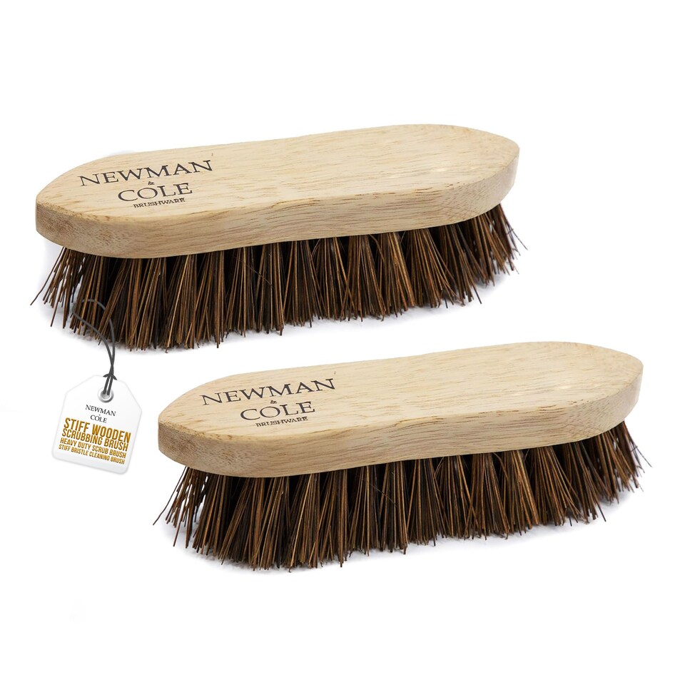 image 1 of Wooden Scrubbing Brush Heavy Duty Hand Scrubber with Stiff Natural Bassine Bristles
