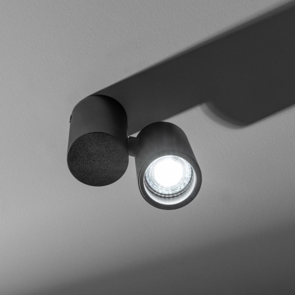 image 1 of CGC LUP Black Single GU10 Adjustable Ceiling and Wall Spotlight | Black | Black | Height: 11.5 cm, Width: 11.6 cm, Spotlight Width: 5.6 cm