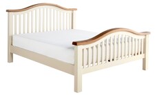 5ft King Size Real oak and Cream,Chunky, Curved, Solid,strong,wood bed frame.High foot end wooden bedstead | Cream | Real Oak & Cream | King