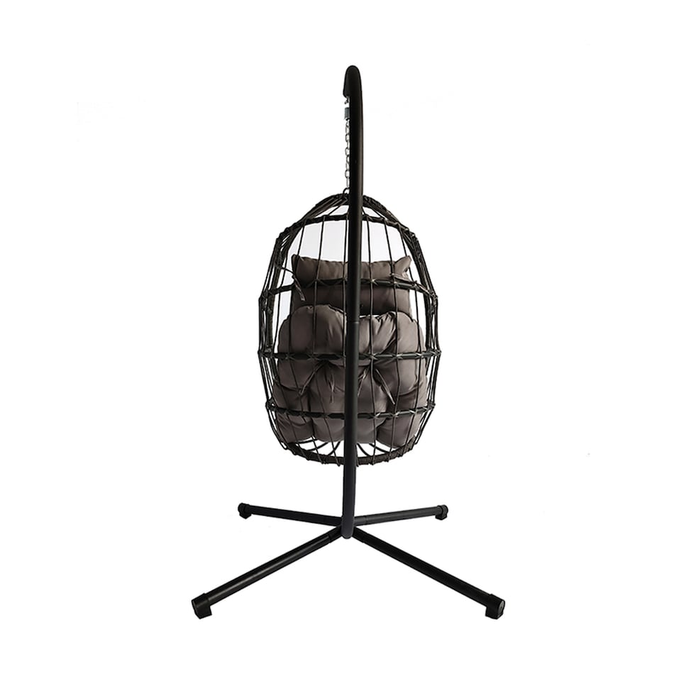 image 1 of Groundlevel Luxury Hanging Egg Chair with Cushion and Weather Resistant Frame | Grey