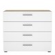 image 2 of Pepe Chest of 4 Drawers in Oak with White High Gloss