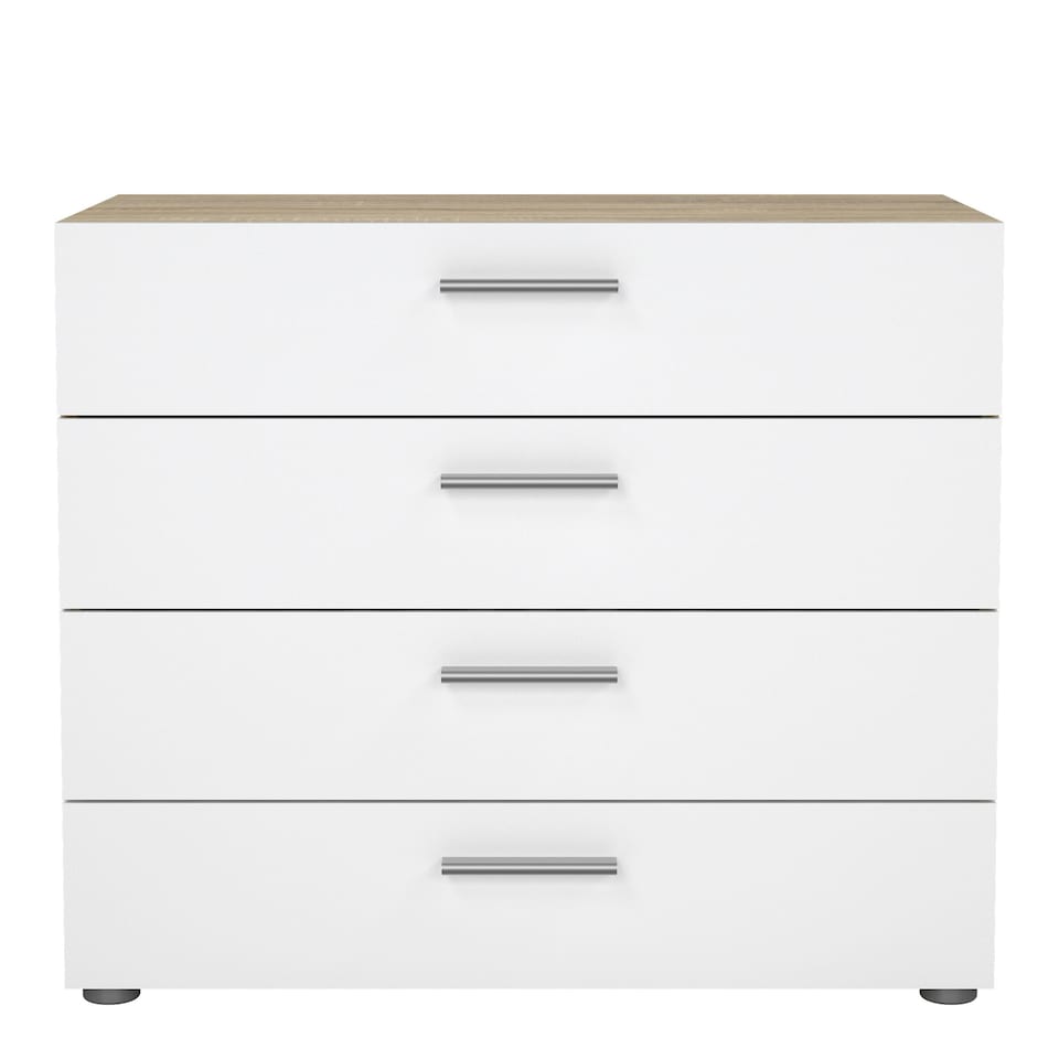 image 1 of Pepe Chest of 4 Drawers in Oak with White High Gloss