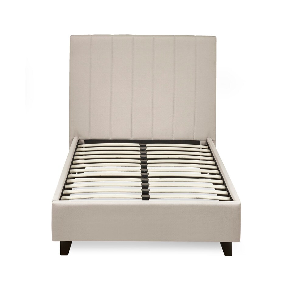 image 1 of Hazel Oatmeal Linen Upholstered Bed Frame -  Single (90cm)