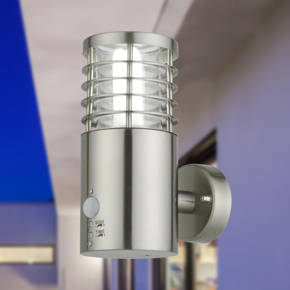 image 1 of Bloom - Brushed Stainless Steel Outdoor Motion Sensor Light | Grey | Clear | 1