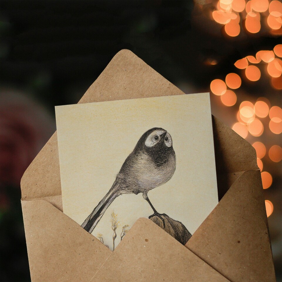 image 1 of Theo van Hoytema Art Card Wagtail Bird Perched on Pole