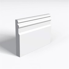 Pack of 5 (Total 5 Units) -  MDF Primed Queens Skirting Board & Rebate - 25mm (T) x 194mm (H) x 3050mm (L)