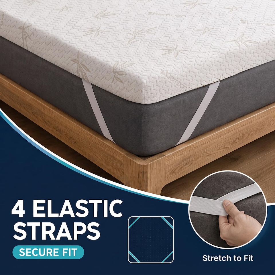 image 1 of Memory Foam Mattress Topper | Reversible Bamboo Cover | Orthopaedic Pressure Relief for Back Pain 2" (5cm)