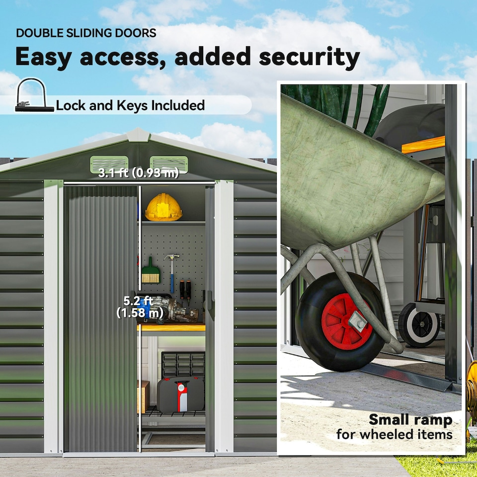 image 1 of Outsunny 7 x 4ft Upgraded Metal Shed with Lock, Easy to Assemble, Dark Grey