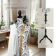 image 4 of Tailors Dummy - female mannequin torso with wooden stand | Black | black/white floral pattern | Female | 1