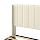 image 3 of Levede Wooden Bed Frame King Panel Plush Upholstered Metal Bed Platform Beige