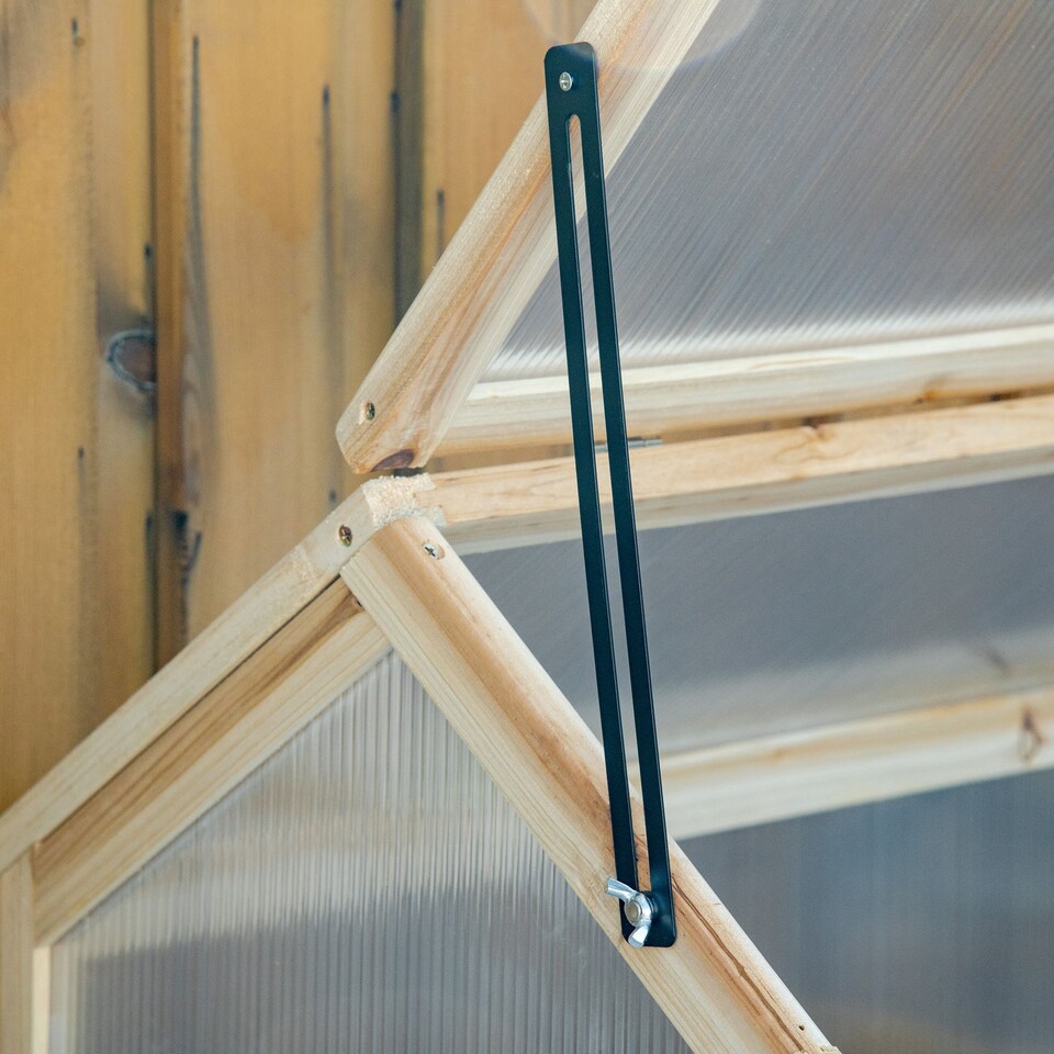 image 1 of Outsunny Wooden Cold Frame Greenhouse Garden Polycarbonate Grow House, Natural