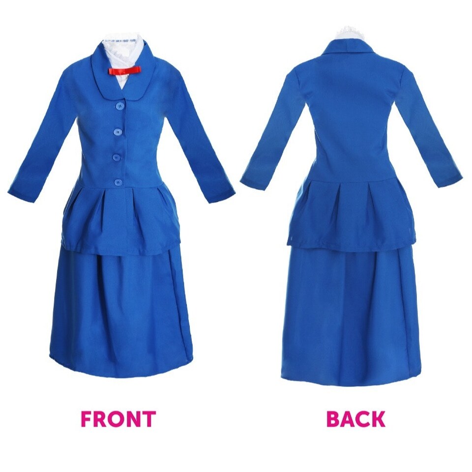 image 1 of Magical Nanny Costume - with Plain Bowler Hat Blue | 2XL