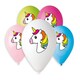 image 1 of Assorted Colour Rainbow Unicorn Latex Balloons 33cm / 13 in - Pack of 6