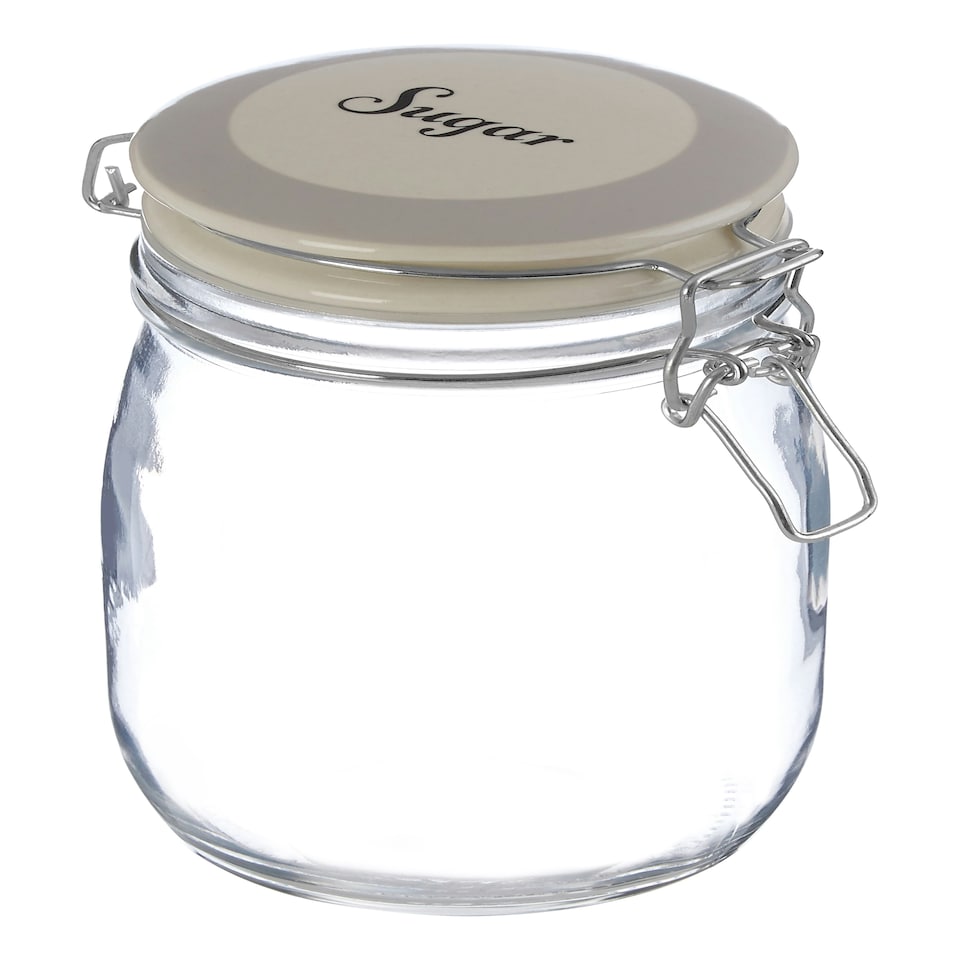 image 1 of Interiors By Premier Stylish Sugar Storage Jar, Durable Glass Jar With Lid For Kitchen Counter, Versatile Airtight Storage Jar
