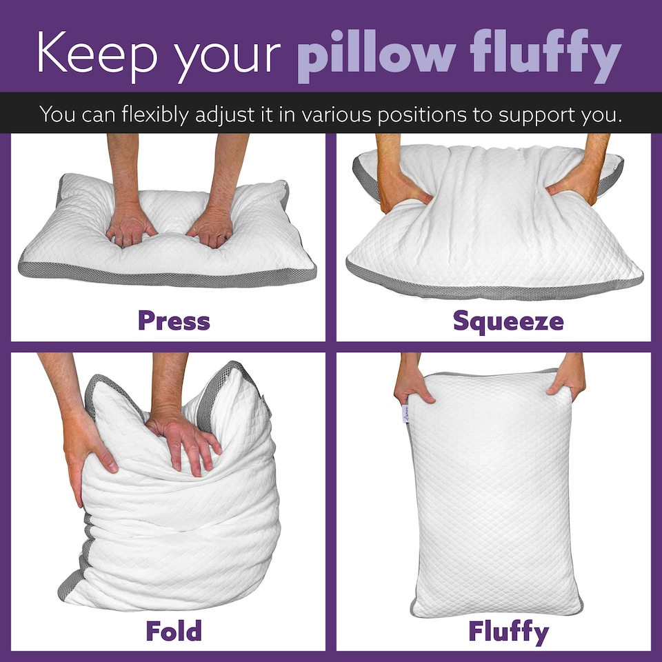 image 1 of Aamira Luxury Orthopaedic Shredded Memory Foam Bed Pillow 70x45cm, Neck Support Pillow | White | White | 70x45 cm | 1