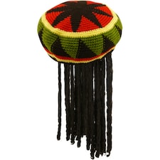Henbrandt Adults Unisex Jamaican Hat With Hair - Multicoloured - One Size One Size