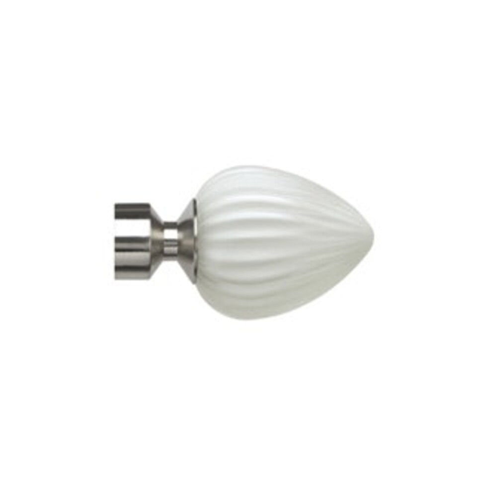 image 1 of 25-28mm Realm End Satin Silver Metal Curtain Pole Set 170 - 300cm | Silver | Silver