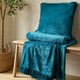 image 3 of Catherine Lansfield Velvet And Faux Fur Soft Touch Blanket Throw | Green | Teal Green