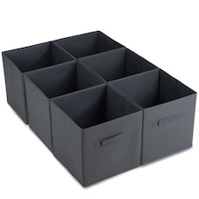 Foldable Storage Cubes Set of 6 Grey