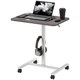 image 1 of HOMCOM Height Adjustable Standing Desk, Pneumatic Sit Stand Desk for Laptop, Mobile Overbed Table with Wheels and Headphone Hook for Home Office, Grey