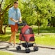 image 6 of PawHut Pet Stroller Foldable Travel Carriage w/ Brake Basket Canopy, Red