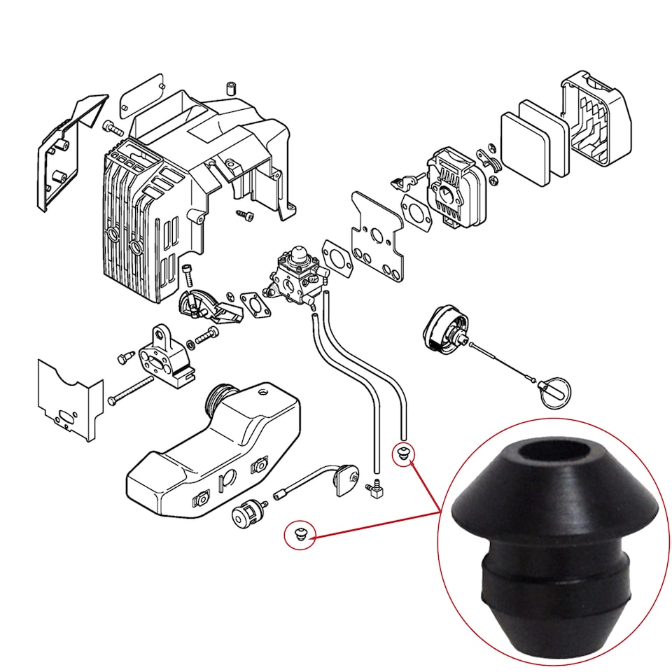 image 1 of SPARES2GO Grommet Seal for Stihl BG75 BR320 BR340 BR380 BR400 BR420 SR320 SR400 Blower Fuel Tank (Pack of 1)
