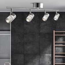 Ebby 4 Light Chrome & Glass IP44 LED Ceiling Spotlight Bar