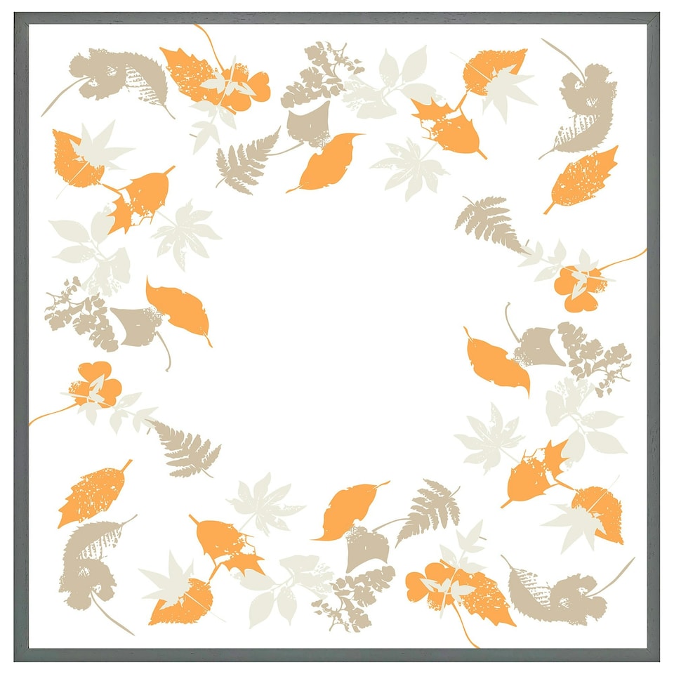 image 1 of Orange & grey autumn leaves (Picture Frame) Grey | L