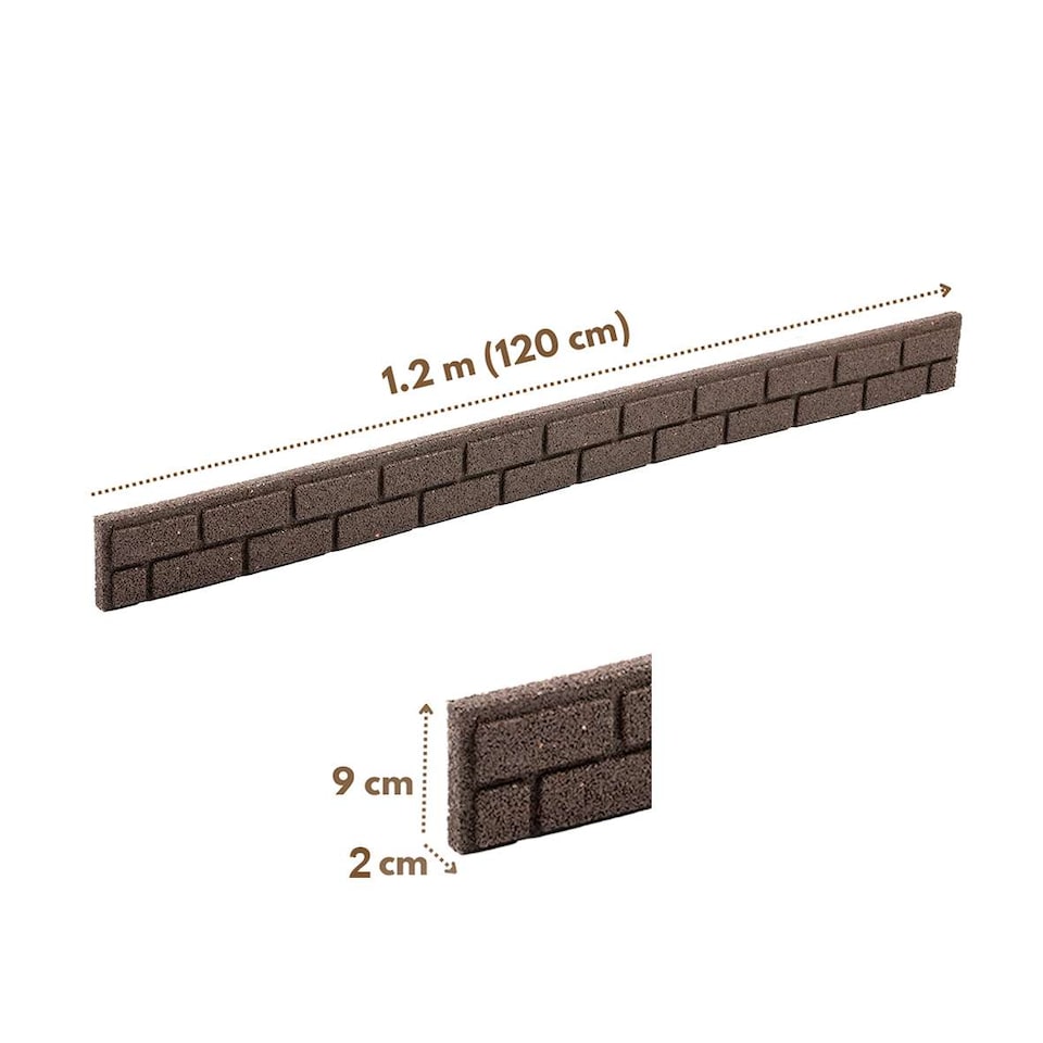 image 1 of Recycled Rubber Garden Lawn Edging Ultra Curve Bricks - Brown - Pack of 12