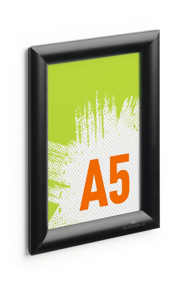 image 1 of Durable Aluminium Snap Frame Retail Clip Poster Holder Notice Board | A5 Black
