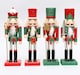 image 2 of 25cm Red Green Wooden Nutcrackers Soldiers King Drummer Christmas Ornament 4pcs Set