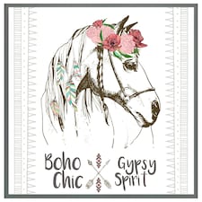 Horse with flower chic (Picutre Frame) Grey | M