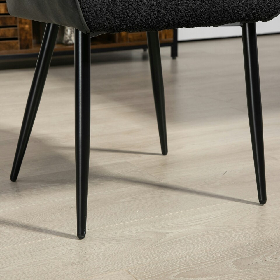 image 1 of HOMCOM Accent Chair w/ Foot Pads and Chenille Fabric Arm Chair, Black