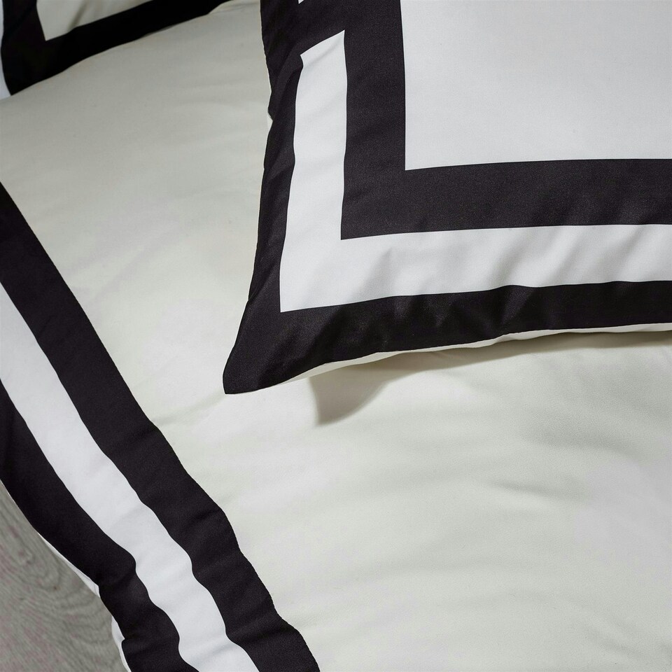 image 1 of Catherine Lansfield So Soft Mono Panel Duvet Cover Set | Cream | Cream/Black