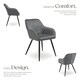 image 3 of Chair Marilyn - velvet look, quilted, continuous backrest, slim steel legs - Set of 6 Grey | Grey/Black