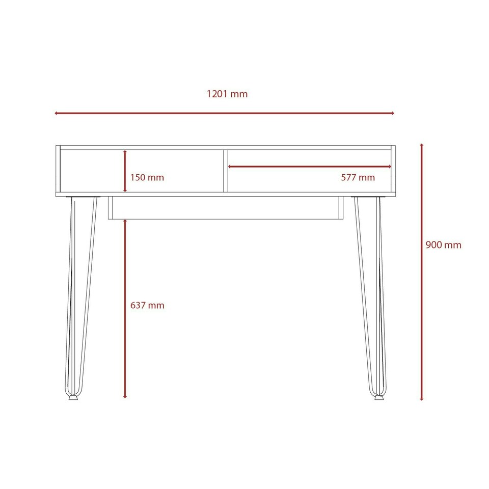 image 1 of Dallas Home Office Desk with Hairpin Legs - White Finish with Stylish Central American Design and Practical Workspace | White | White | One Size | 1
