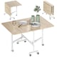 image 1 of HOMCOM Drop Leaf Table with 6 Wheels Folding Dining Table, Oak