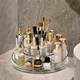 image 2 of Living and Home Circular Transparent Makeup Storage Carousel with Brush Holder for Desktop