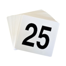 Argon Tableware Wedding Table Number Cards - 1 to 25 - White | White | White