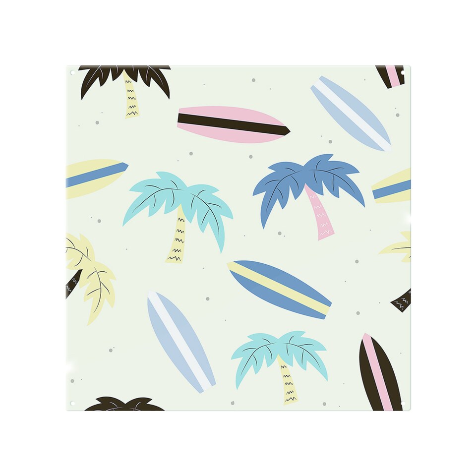 image 1 of Surf Boards & Palm Trees Splash Back | White