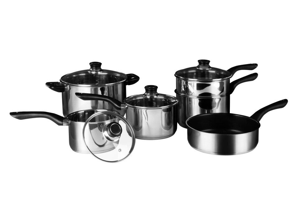 image 1 of Interiors by Premier 6 Pc Stainless Steel Cookware Set, Kitchen Pots and Pans Set With Bakelite Handles, Best Cookware Set | Silver
