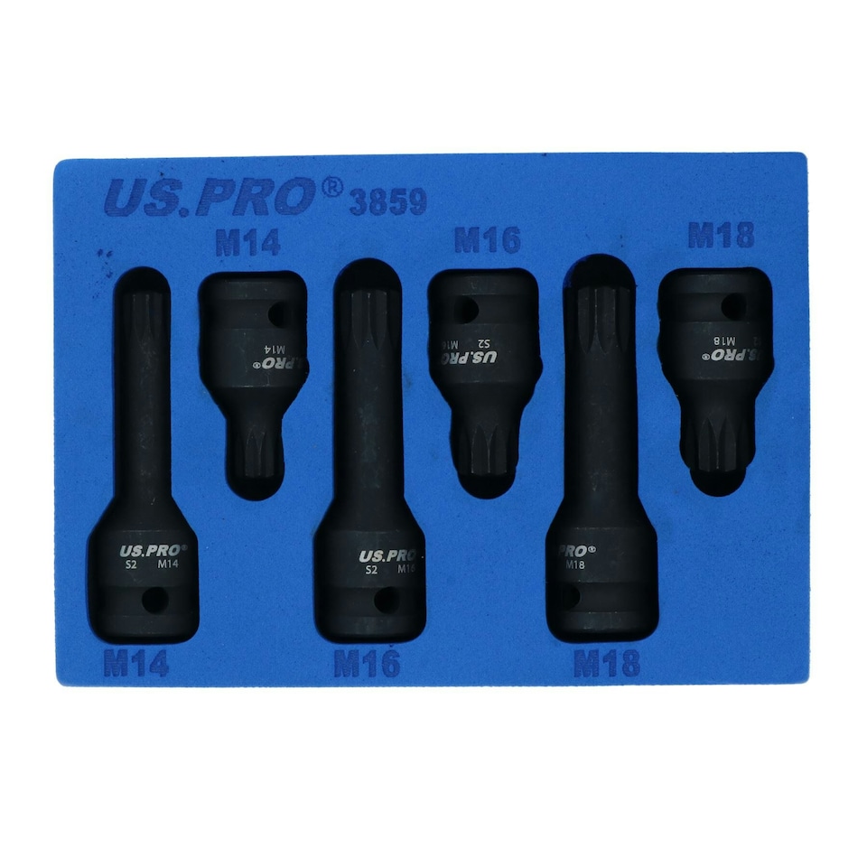 image 1 of 1/2in Drive Deep + Shallow Impact Impacted Male Spline Sockets M14 M16 M18