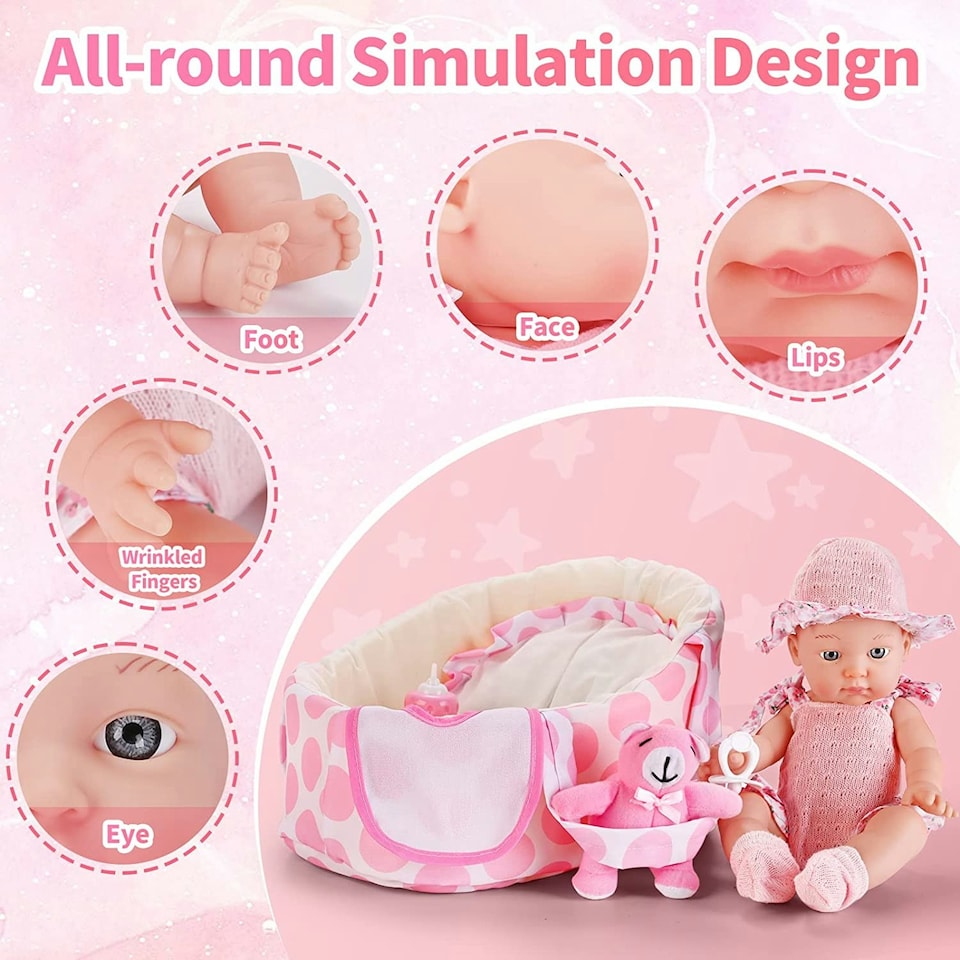 image 1 of 26-Piece Baby Doll Playset - Includes Carry Cot, Feeding Set, Clothing & Accessories