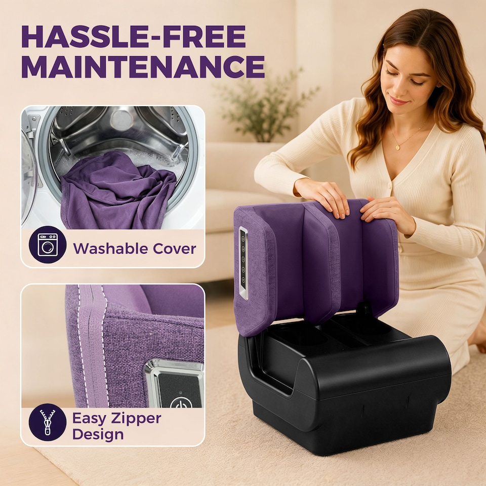 image 1 of HOMCOM 2 in 1 Foot Massager Machine & Ottoman with Heat