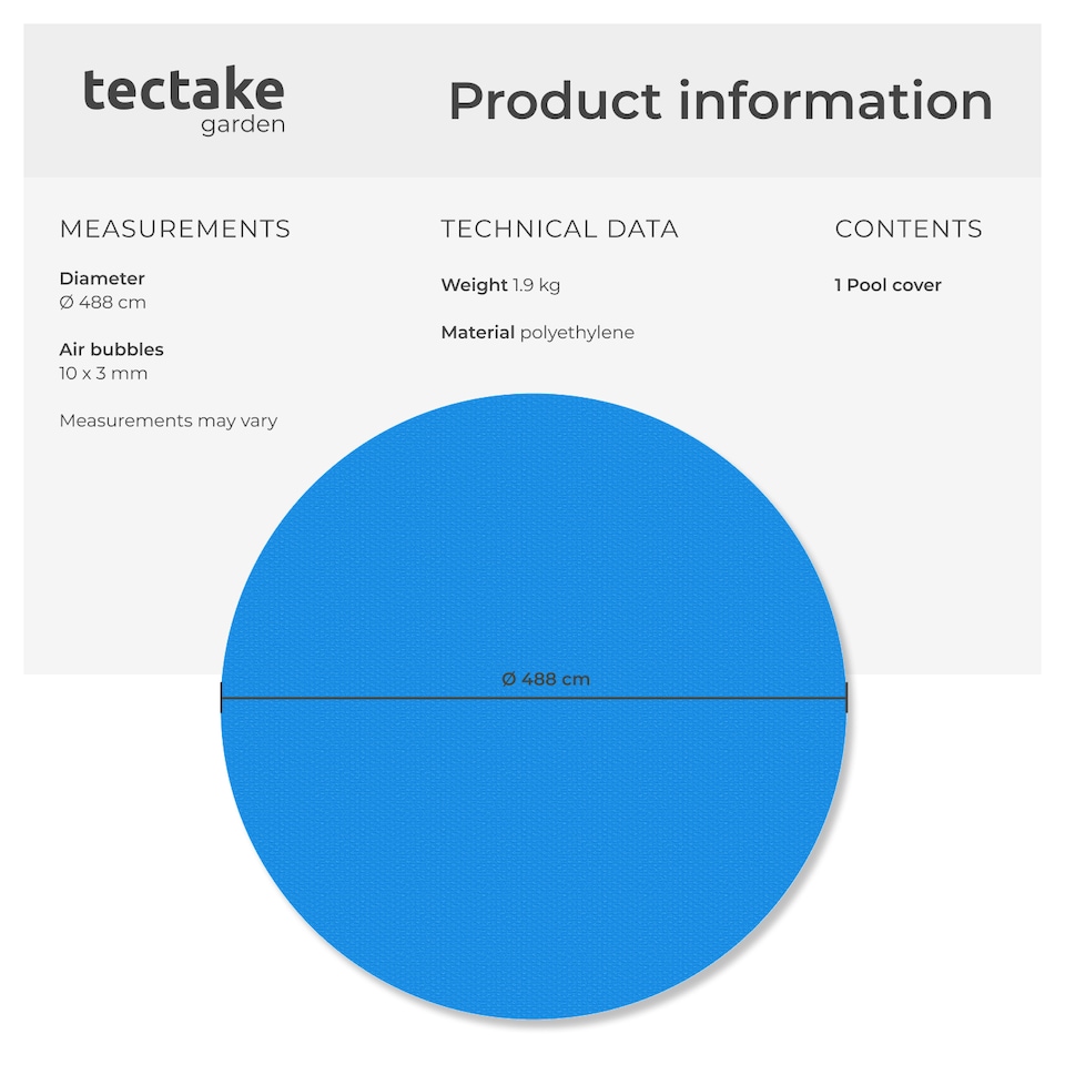 image 1 of Pool Cover - round, floating, protects and warms the water | Blue | blue | Ø 488 cm | 1