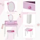 image 8 of HOMCOM Kids Dressing Table and Stool Set Make Up Desk with Storage (Pink) Pink