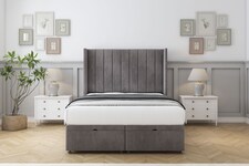 Sloomy Falcon Slate Naples Ottoman Bed With Mattress With 54" Wingback Headboard 2'6 Small Single