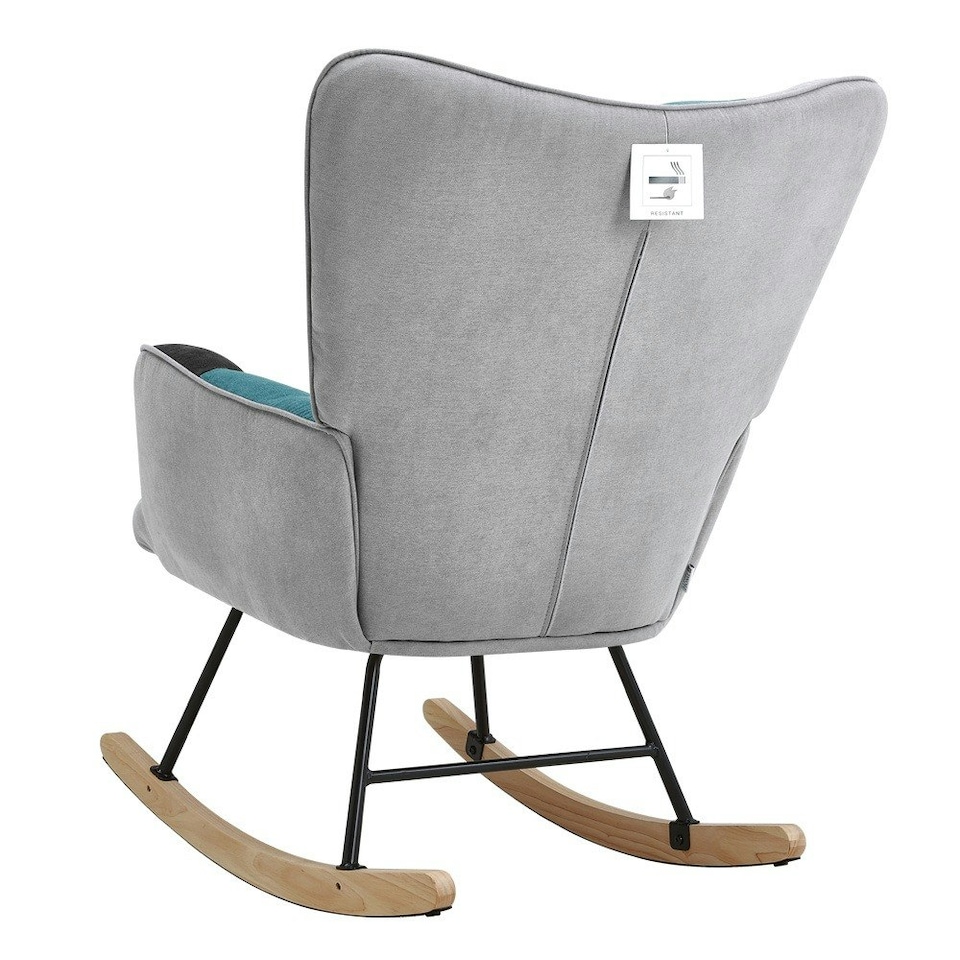 image 1 of Living and Home Tufted Upholstered Rocking Chair - Grey, Blue & Black