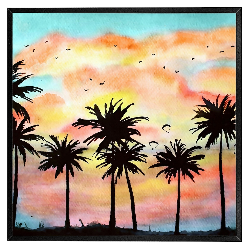image 1 of Palm trees at sunset (Picutre Frame) Brown | M