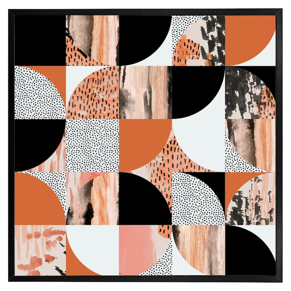 image 1 of Geometric circles in autumn colours (Picture Frame) White | S